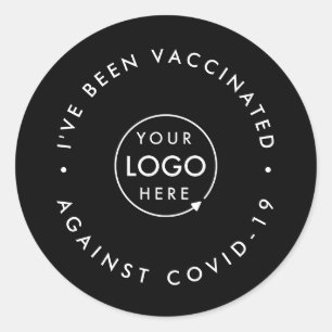 Sticker Rond Logo d'entreprise vacciné   Personnel Covid-19 Noi
