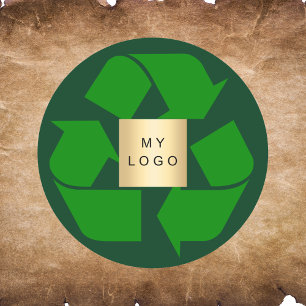Sticker Rond Logo d'entreprise vert émeraude symbole de recycle