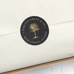 Sticker Rond Logo des palmiers d'or Faux