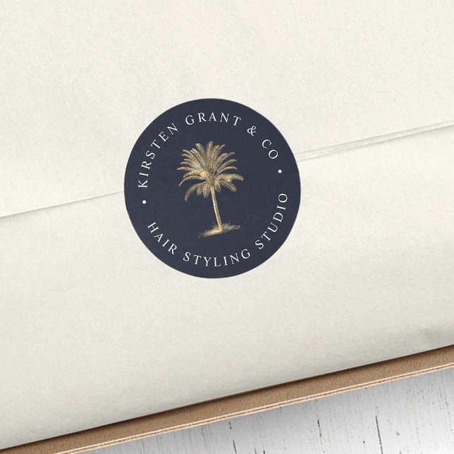 Sticker Rond Logo des palmiers d'or Faux (Créateur téléchargé)