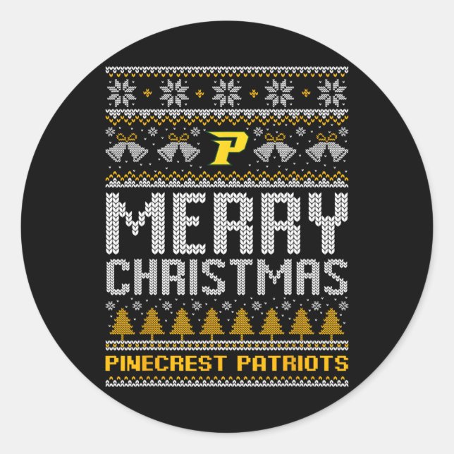 Sticker Rond Logo des Patriotes de Pinecrest Joyeux Noël Douleu (Devant)