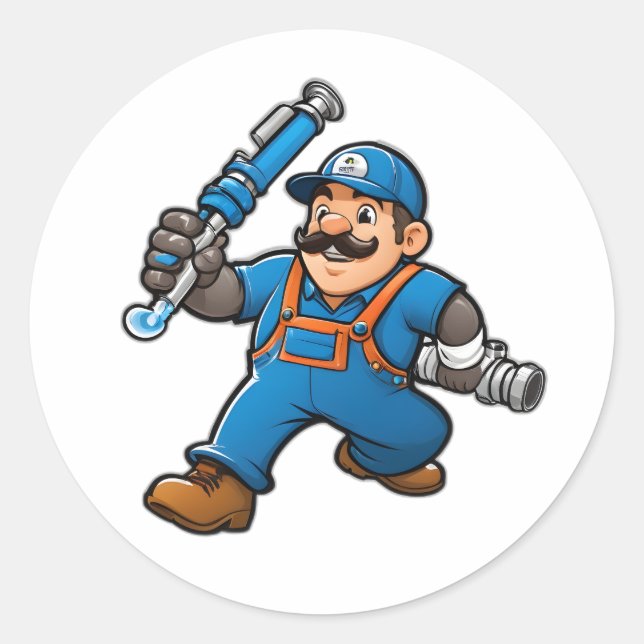 Sticker Rond logo des services de plomberie (Devant)