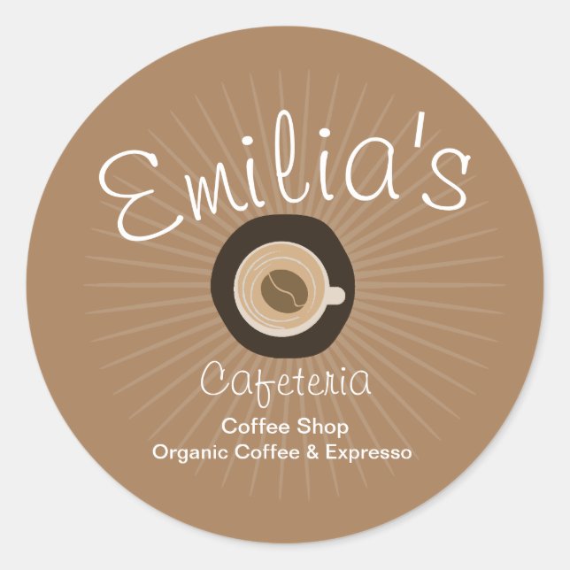 Sticker Rond Logo Dessiné à la Main pour Café Expresso (Devant)