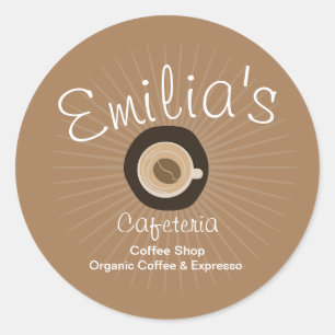 Sticker Rond Logo Dessiné à la Main pour Café Expresso