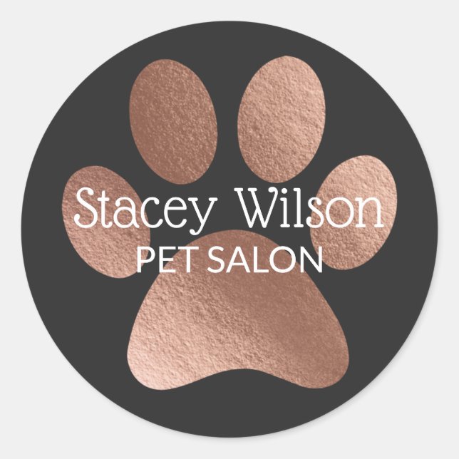 Sticker Rond Logo D'Impression Rose Gold Paw Sur L'Étiquette Du (Devant)