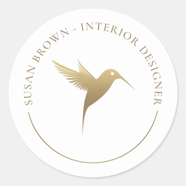 Sticker Rond Logo d'oiseau Gold Humming (Devant)