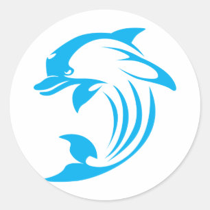 Sticker Rond Logo Dolphin bleu personnalisé