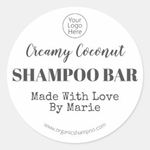 Sticker Rond Logo Du Bar Shampooing À La Coco Noir Et Blanc