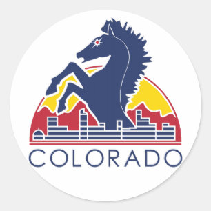 Sticker Rond Logo du Blue Horse Colorado