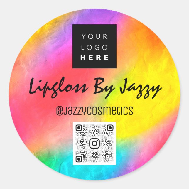 Sticker Rond Logo du code QR du Merci Rainbow Holograph (Devant)