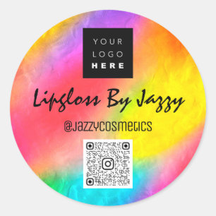 Sticker Rond Logo du code QR du Merci Rainbow Holograph