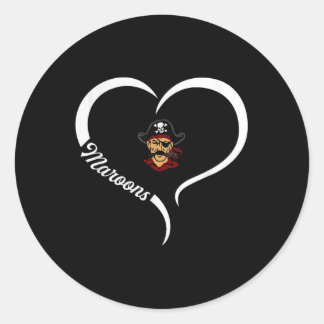 Sticker Rond Logo du comté de Pulaski Maroons Demi Coeur Slogan