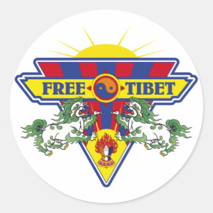 Sticker Rond Logo du drapeau du Tibet libre