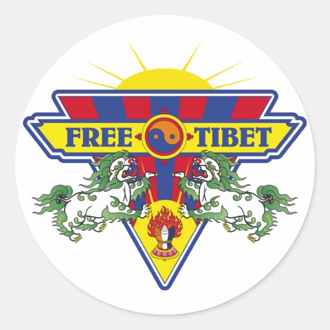 Sticker Rond Logo du drapeau du Tibet libre (Devant)