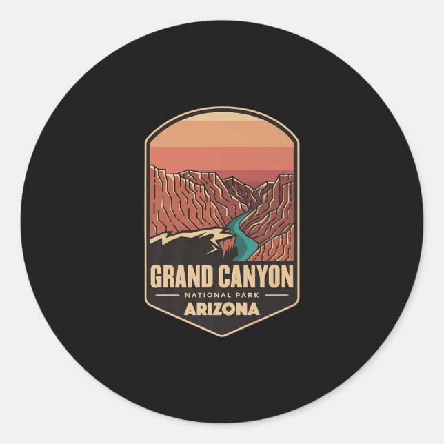 Sticker Rond Logo du Grand Canyon National Park Travel Randonné (Devant)