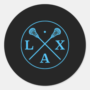 Sticker Rond Logo du joueur de crosse - Blue Team Color Lax Tee