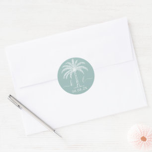 Sticker Rond Logo du Mariage Monogramme personnalisé Palm Tree