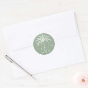 Sticker Rond Logo du Mariage Monogramme personnalisé Palm Tree