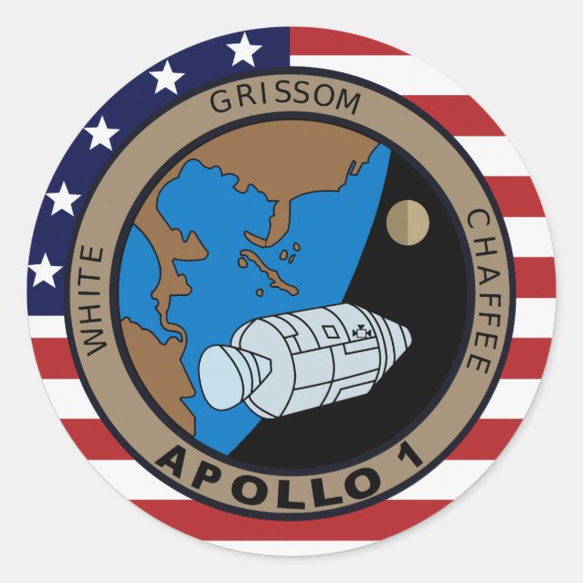 Sticker Rond Logo du patch de mission Apollo 1 (Devant)