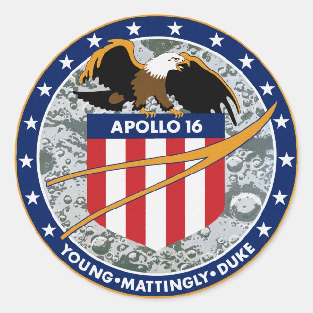 Sticker Rond Logo du patch de mission Apollo 16 NASA (Devant)