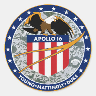 Sticker Rond Logo du patch de mission Apollo 16 NASA