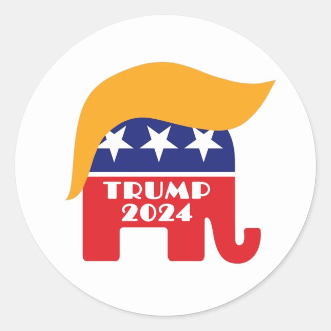 Sticker Rond Logo du président Trump 2024 pour les éléphants ré (Devant)