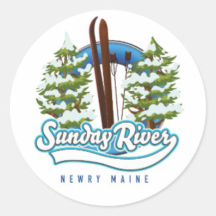 Sticker Rond Logo du ski de Sunday River Newry Maine