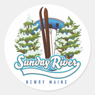 Sticker Rond Logo du ski de Sunday River Newry Maine