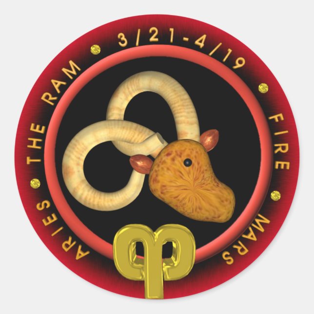 Sticker Rond Logo du zodiaque Valxart Aries (Devant)