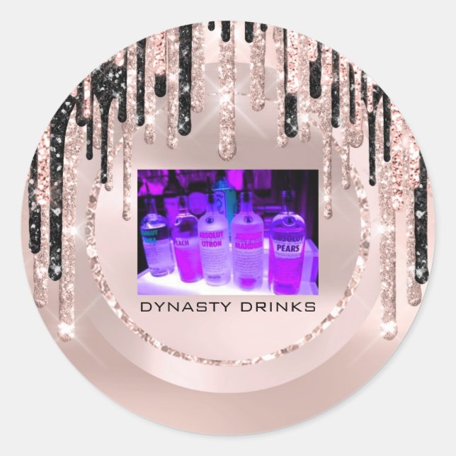 Sticker Rond Logo Dynasty Drinks, événement PurpleDrips Rose Pa (Devant)