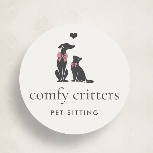 Sticker Rond Logo élégant et classique de pet-sitter avec texte