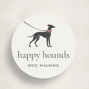 Sticker Rond Logo élégant et classique de promeneur de chiens a
