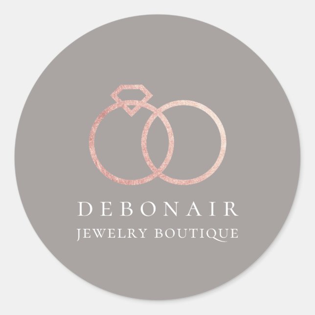 Sticker Rond Logo élégant Rose Gold Ring Personnalisé (Devant)