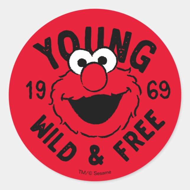 Sticker Rond Logo Elmo Skate - Young, Wild & Free 1969 (Devant)