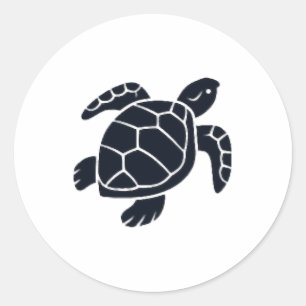 Sticker Rond Logo Emblème Tortue à Oreilles Rouges Tortue Copie