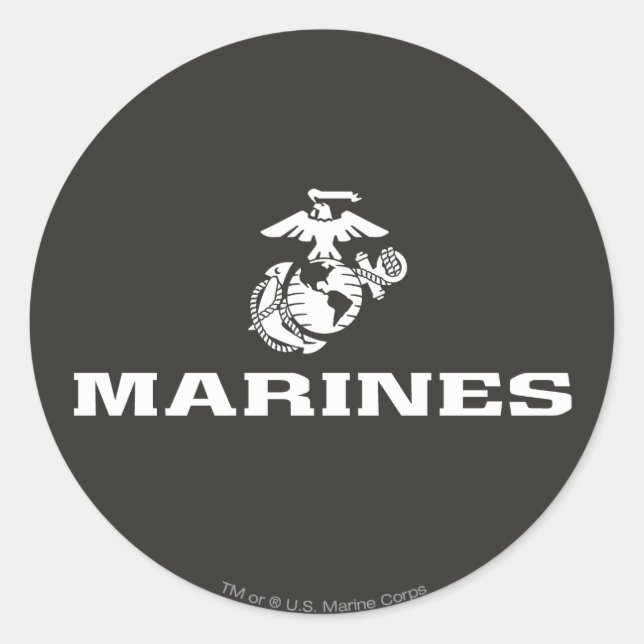 Sticker Rond Logo empilé USMC - Blanc (Devant)