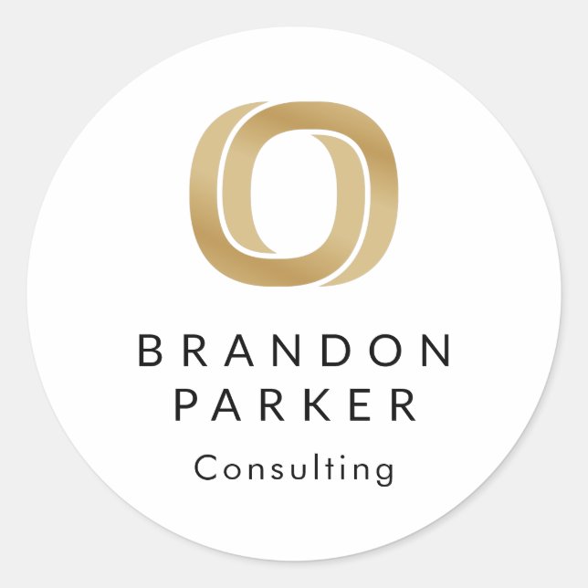 Sticker Rond Logo en or professionnel simple sur noir (Devant)
