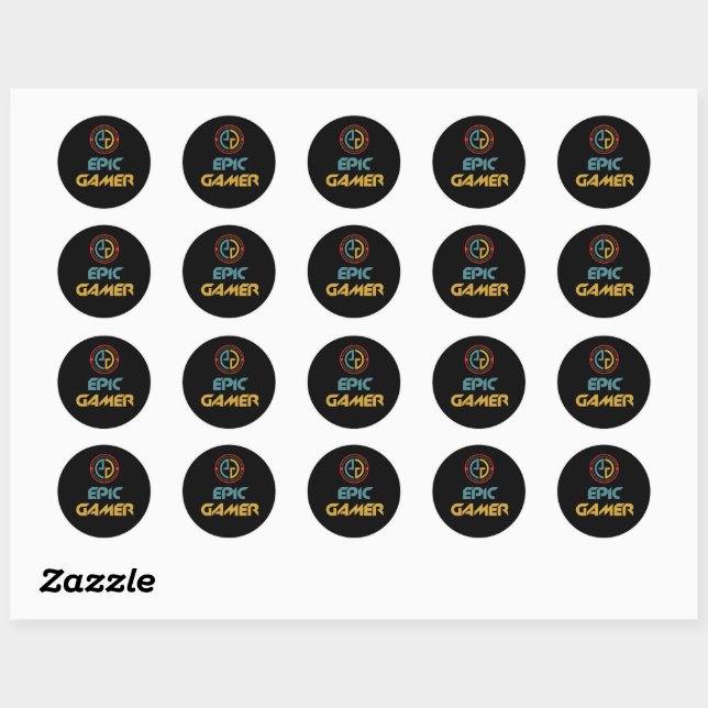 Sticker Rond Logo Epic Gamer Super cadeau pour les joueurs (Feuille)