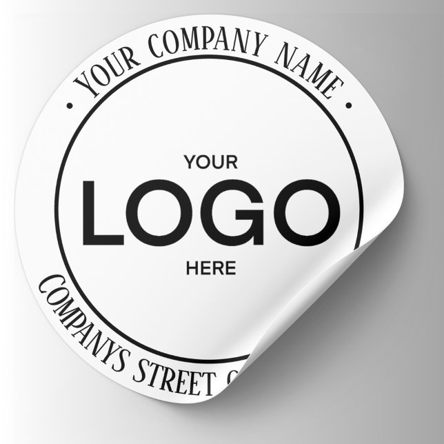Sticker Rond Logo et adresse de White Company (White Logo Classic Round Sticker. Add your custom text, ex, Company Name, web or address.
)