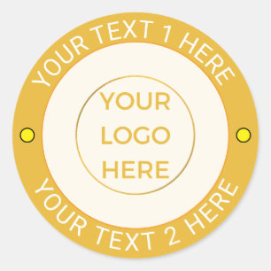 Sticker Rond Logo et texte de société dorés personnalisés 20
