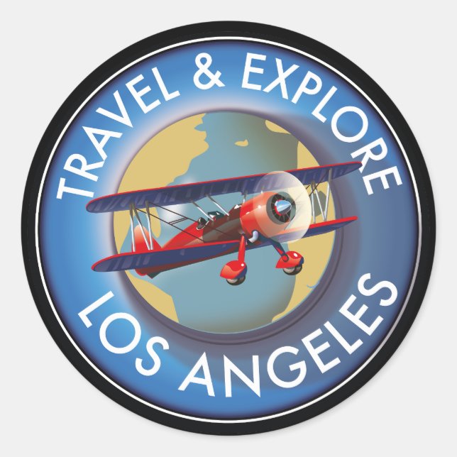 Sticker Rond Logo Explorez Los Angeles (Devant)