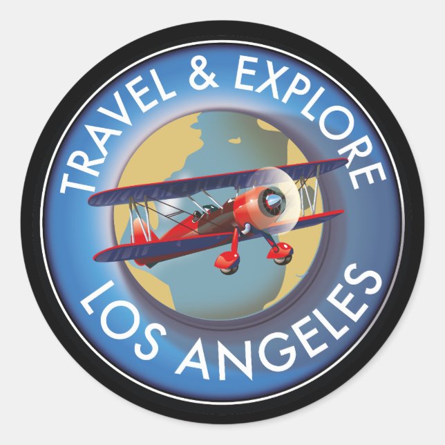 Sticker Rond Logo Explorez Los Angeles (Devant)
