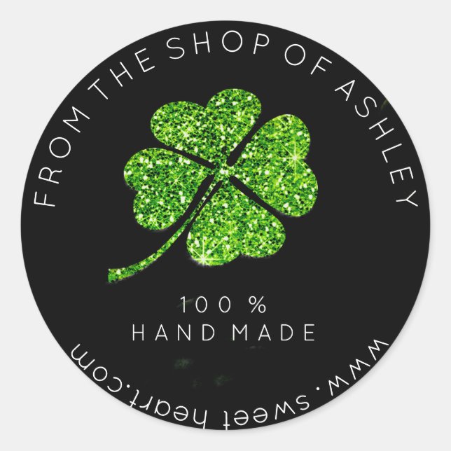 Sticker Rond Logo fait main à partir du nom Web Green Clover Le (Devant)