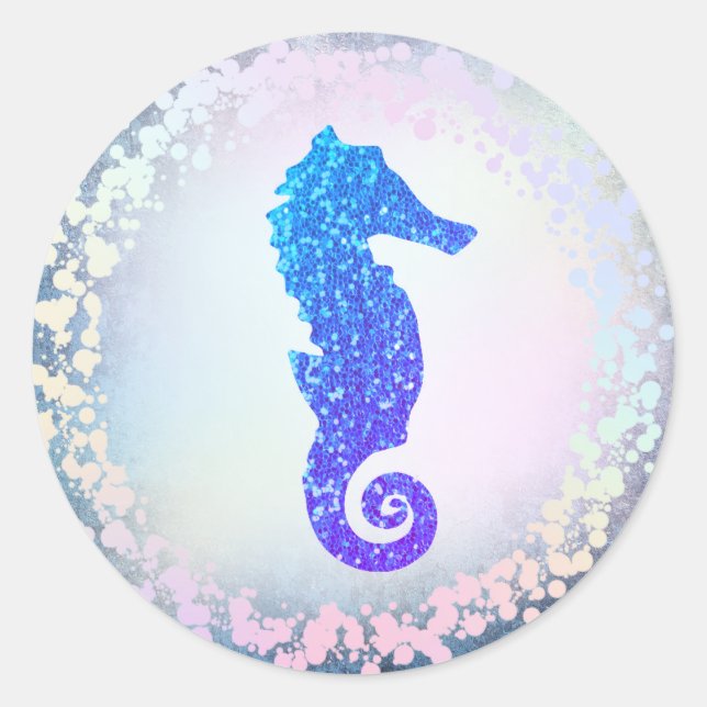 Sticker Rond logo faux holographique bleu (Devant)
