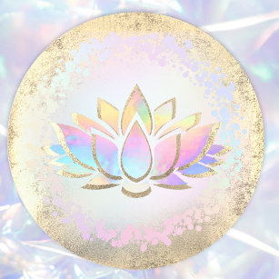 Sticker Rond logo faux holographique lotus