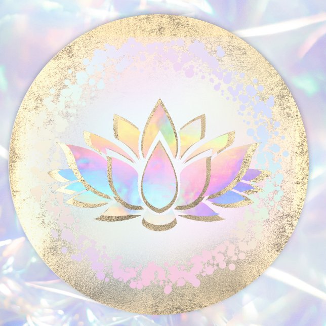 Sticker Rond logo faux holographique lotus (Créateur téléchargé)