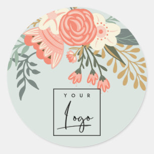 Sticker Rond Logo floral d'Ambrosia Bleu Dusky