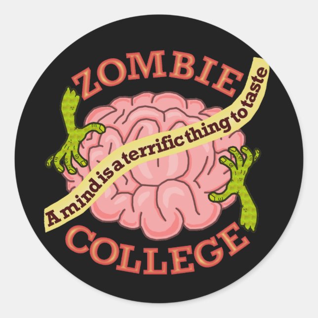 Sticker Rond Logo Funny Zombie College (Devant)