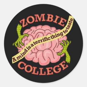 Sticker Rond Logo Funny Zombie College