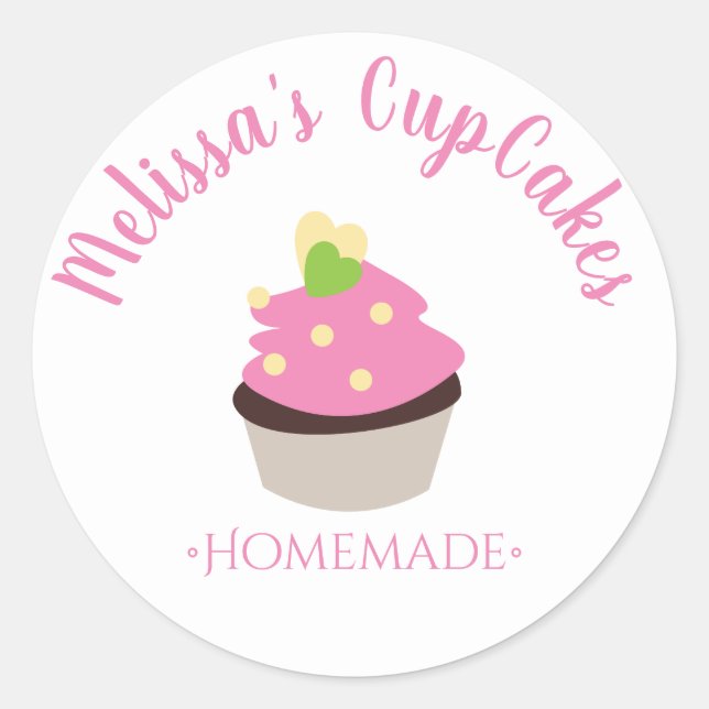 Sticker Rond Logo Gâteau CupCake Fouet Boulangerie Maison Table (Devant)